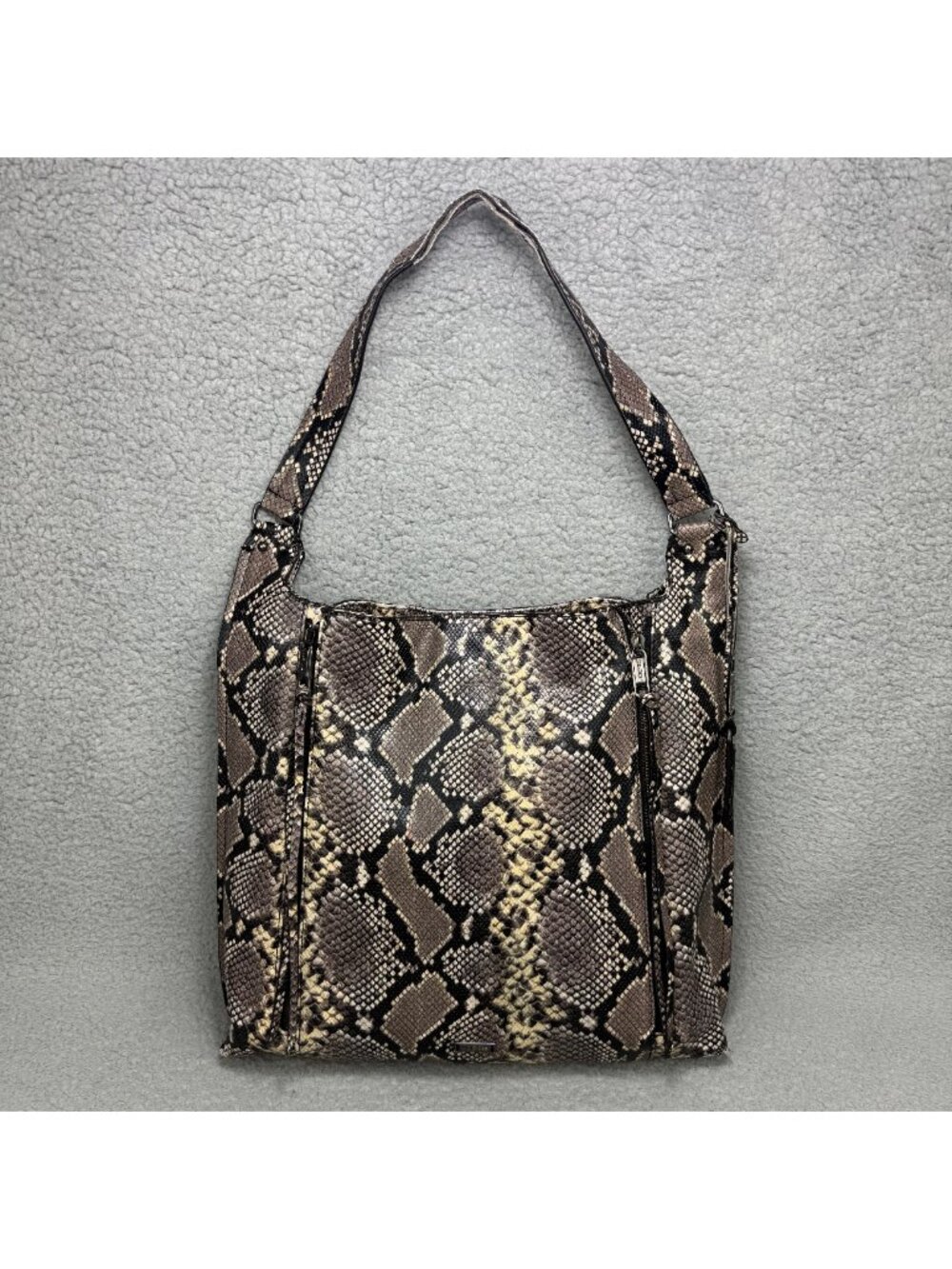 Joes Jeans Bag Large Grey Faux Snake Skin Hobo Shoulder Tote Purse Handbag